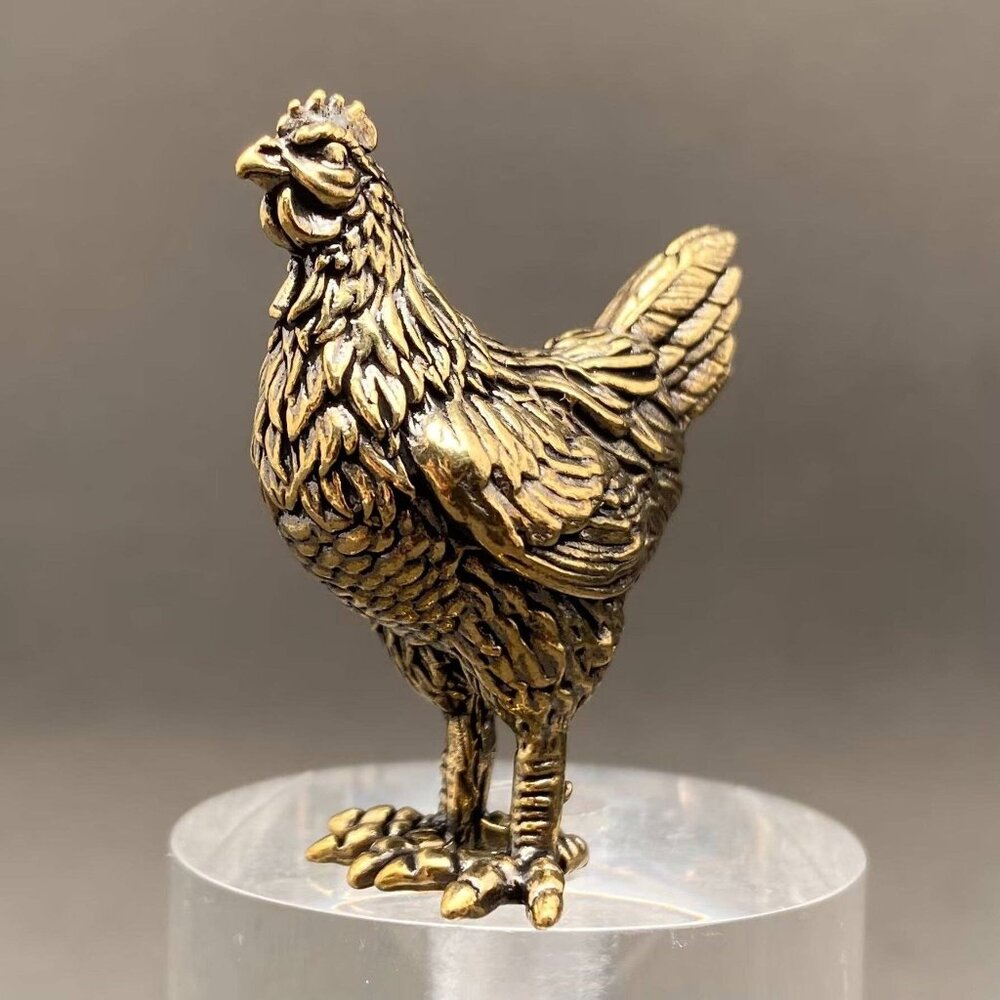 Brass Hen Figurine Miniature Fertility Totem Altar Decor Spirit Animal 1970s Sty - Picture 2 of 4